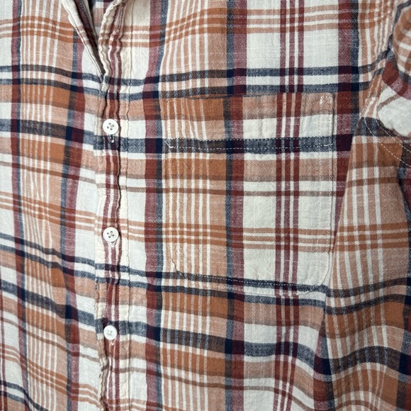 American Eagle Outfitters Brown and White Plaid Shirt - Picture 3 of 5